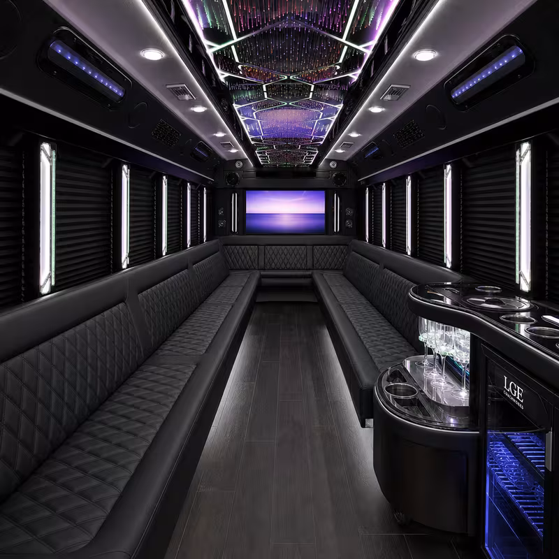15 Passenger Party Bus Interior