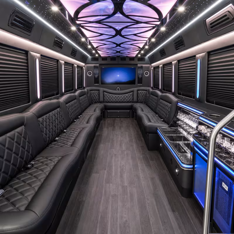 15 Passenger Party Bus Interior