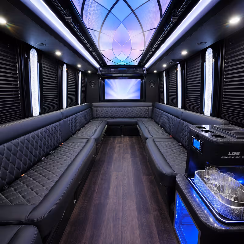 18 Passenger Party Bus Interior