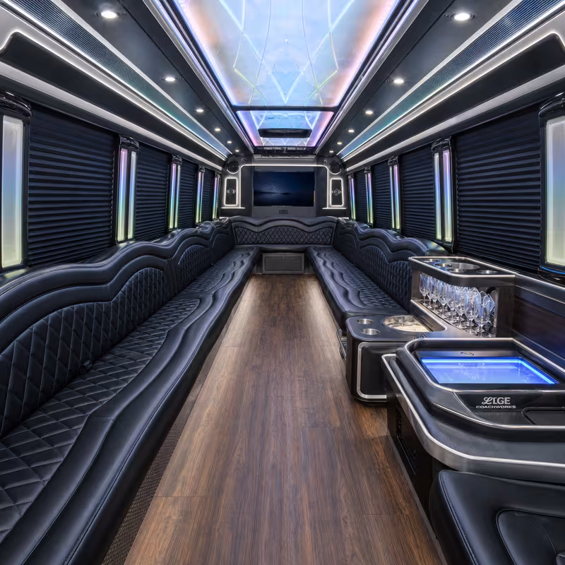 20 Passenger Party Bus Interior