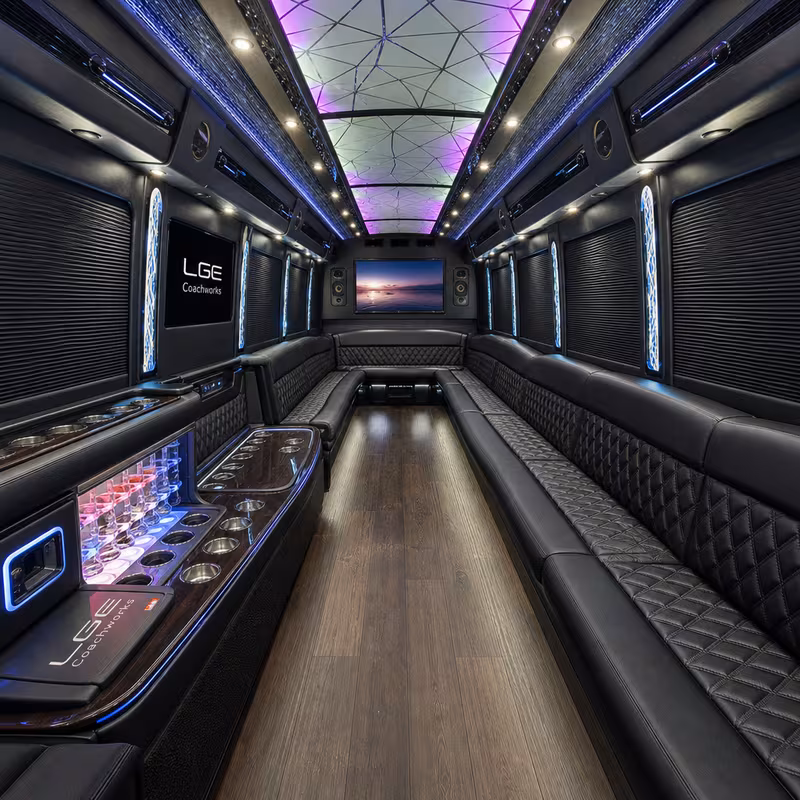 20 Passenger Party Bus Interior