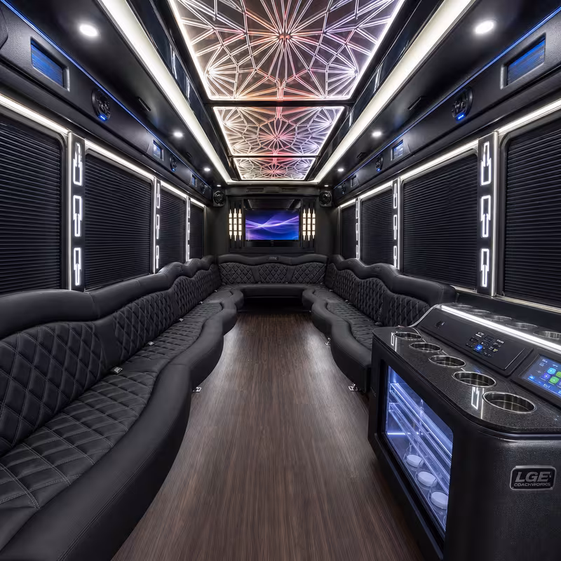 25 Passenger Party Bus Interior