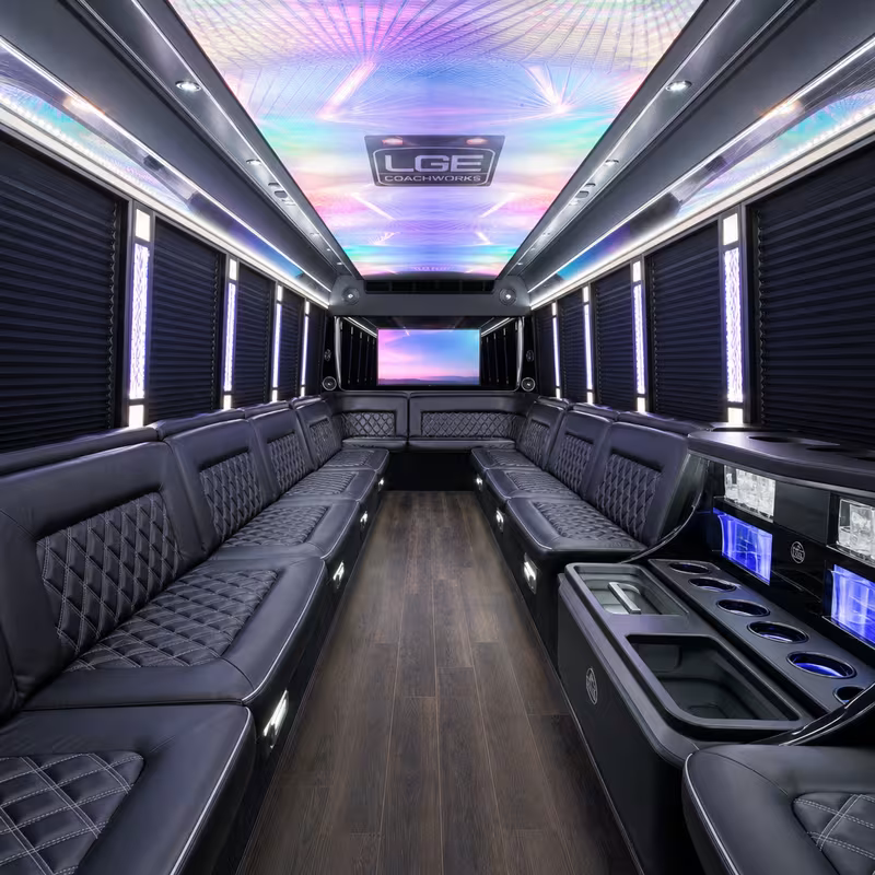 28 Passenger Party Bus Interior