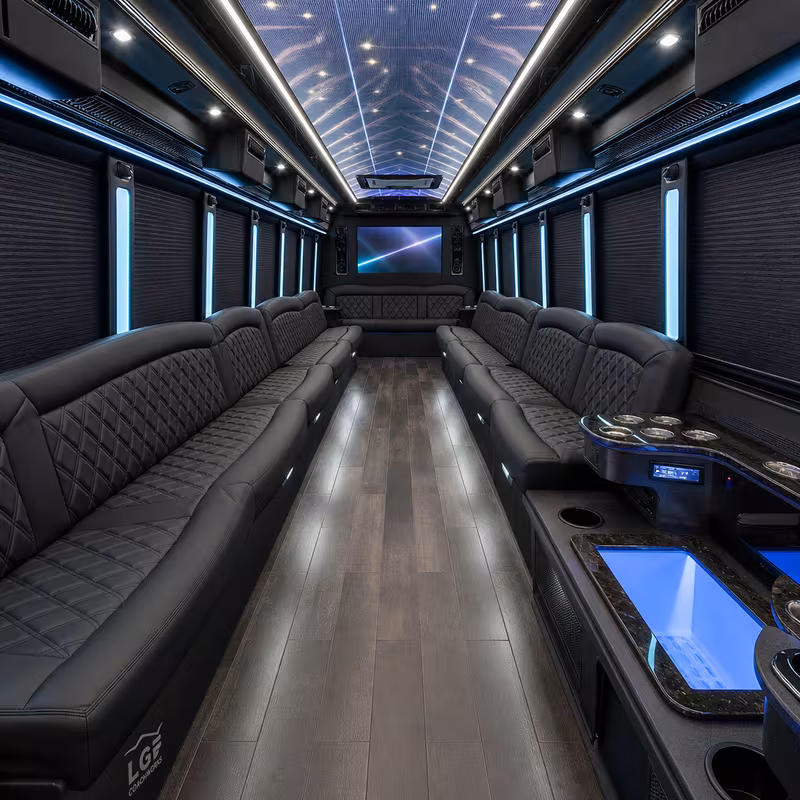 28 Passenger Party Bus Interior