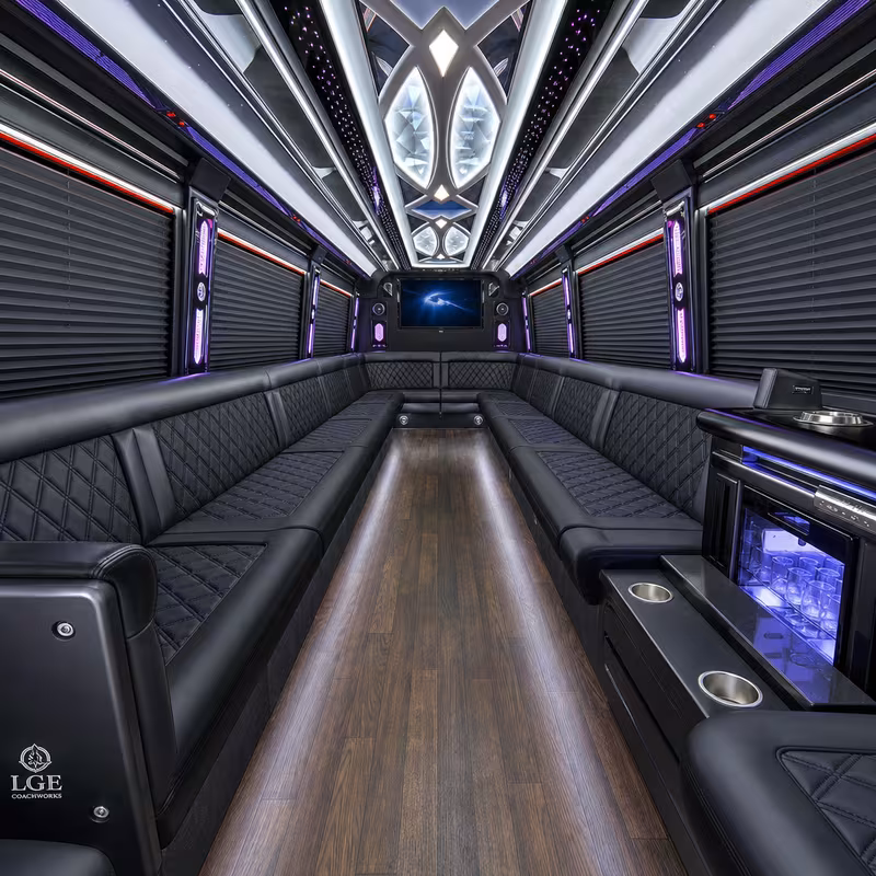 50 Passenger Party Bus Interior