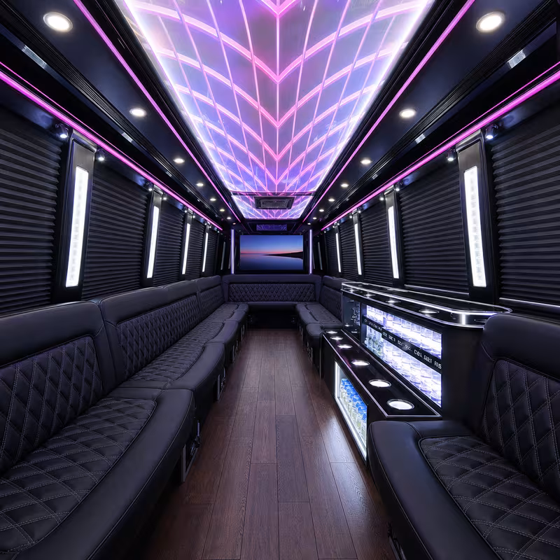 50 Passenger Party Bus Interior