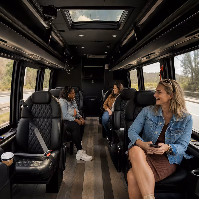 Passenger watching the Scottsdale scenery during a regional party bus road trip
