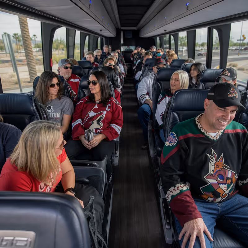 Passenger seating aboard a Scottsdale party bus rental