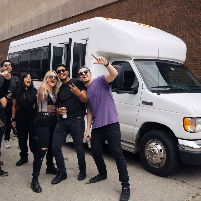 Black Mercedes Sprinter van staged for an Scottsdale Concert Transportation group