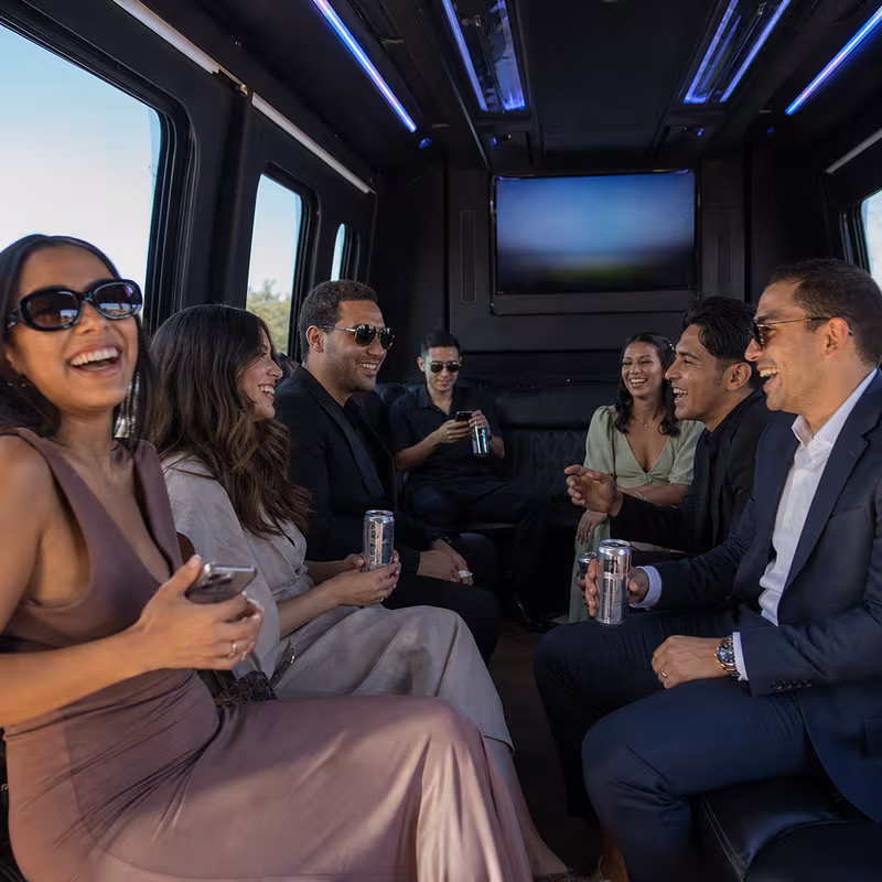 Black Mercedes Sprinter van staged for an Scottsdale Private Event Transportation group