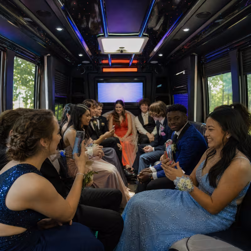 Black Mercedes Sprinter van staged for an Scottsdale Prom & Homecoming Transportation group